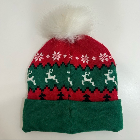 Merry Pugmas Green & Red Christmas Pug Dog & Pom Beanie - Picture 5 of 6